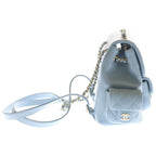 Chanel Quilted Backpack Small Caviar Leather Light Blue Silver Plate — view 3