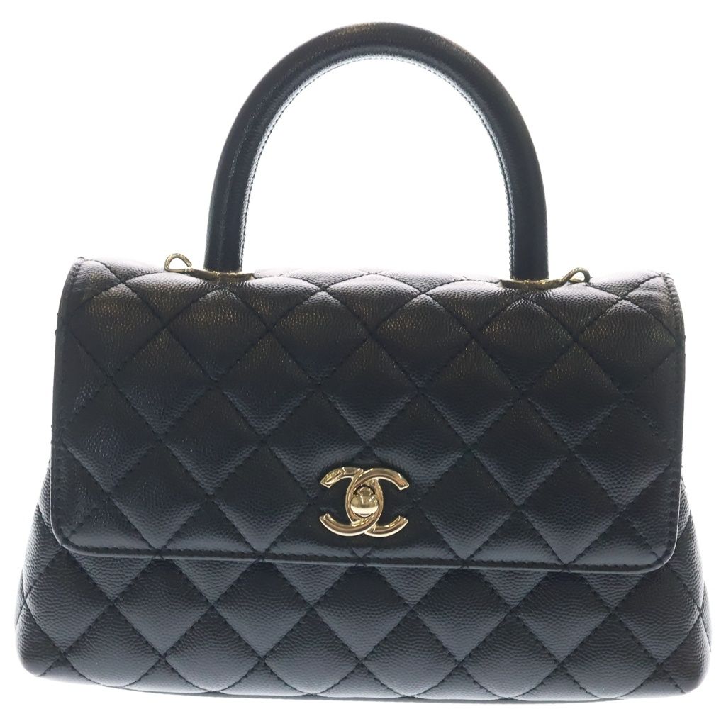 Chanel Coco Handle XS Quilted Caviar Leather 2-Way Hand Chain Shoulder Bag Gold