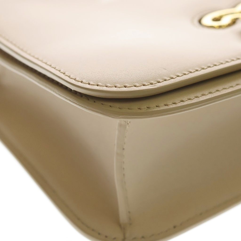 Celine Triomphe Frame 2-Way Shoulder Bag Beige Leather Gold — view 5