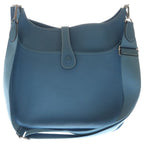 Hermes Evelyne PM Taurillon Clemence Silver Tote Shoulder Bag Blue — view 2