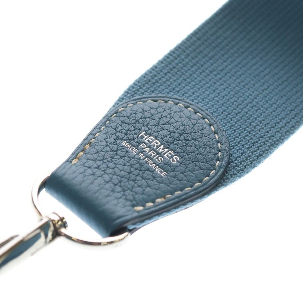 Hermes Evelyne PM Taurillon Clemence Silver Tote Shoulder Bag Blue — view 7