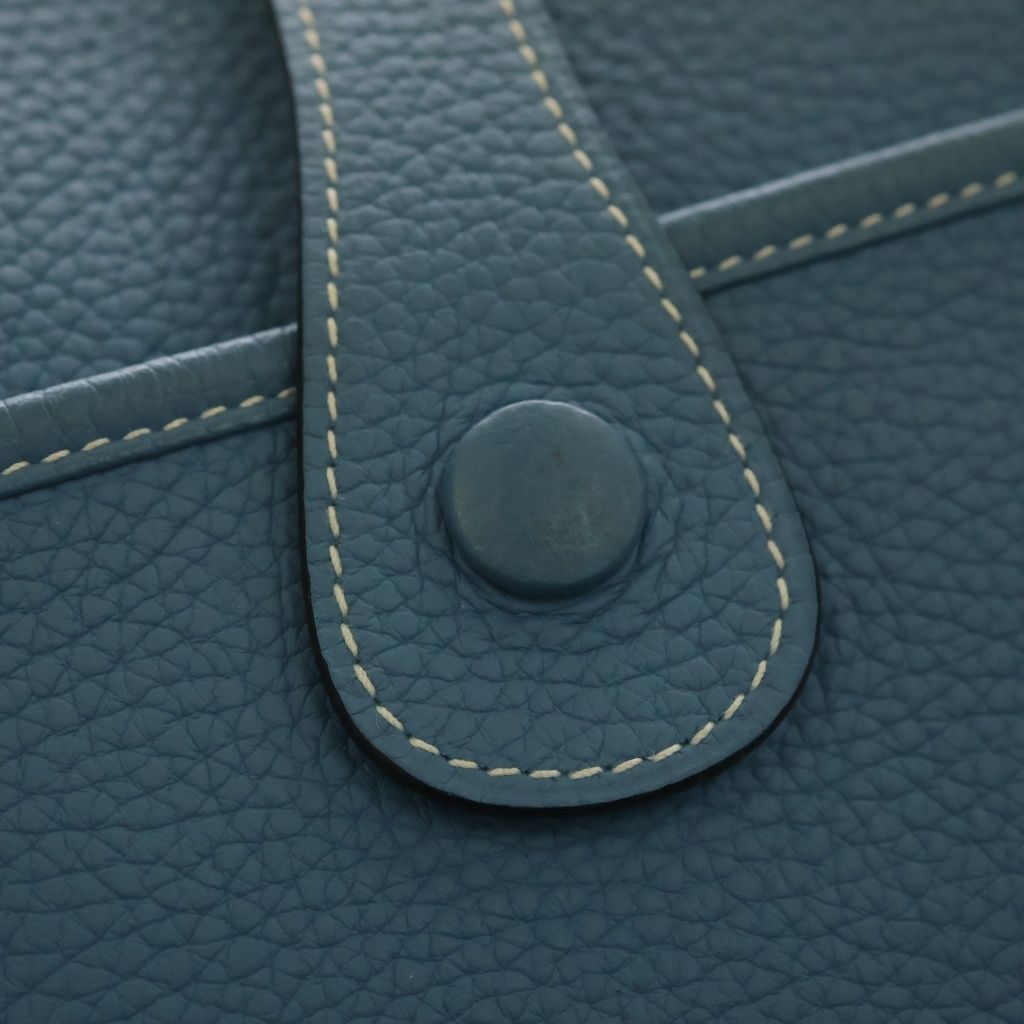 Hermes Evelyne PM Taurillon Clemence Silver Tote Shoulder Bag Blue — view 6