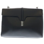 Celine 16 Seeds Large Pull Shoulder Bag Black Leather Silver