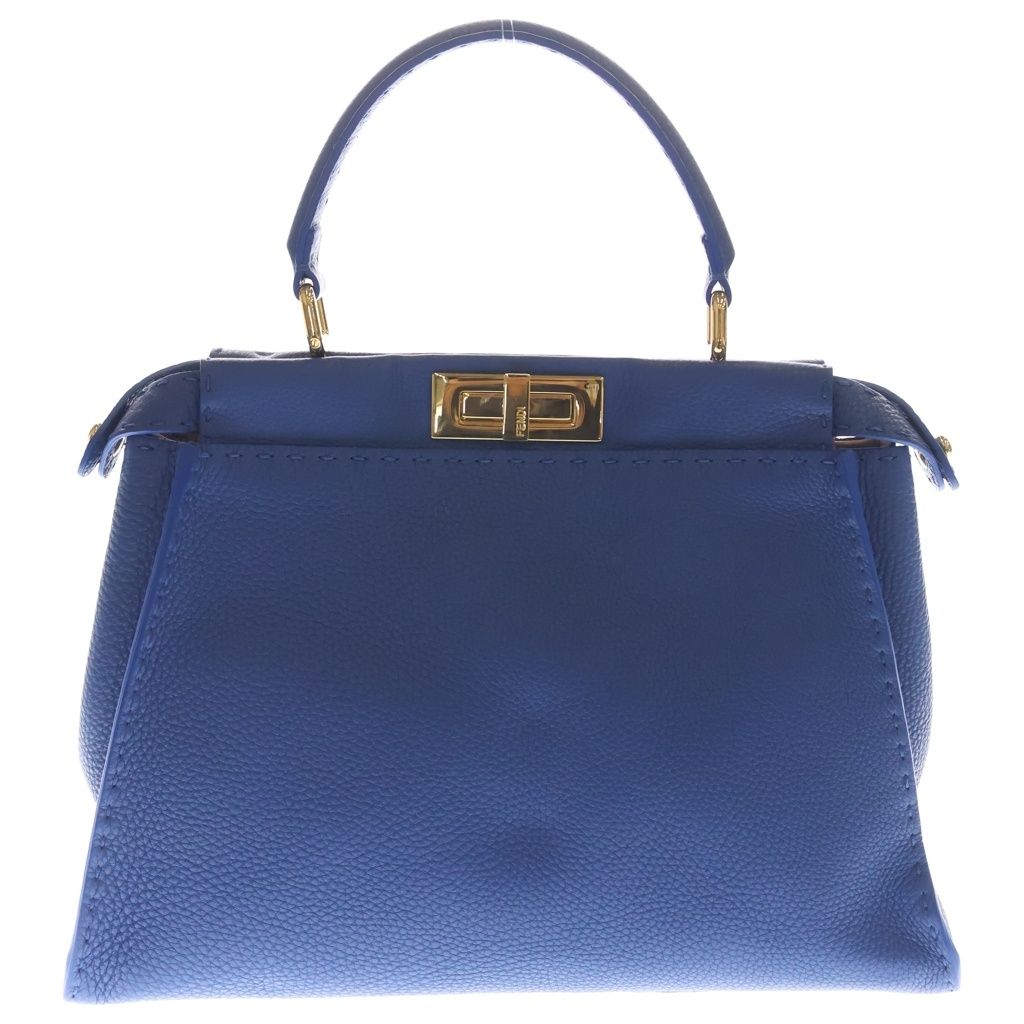Fendi Peekaboo Selleria Leather Shoulder Bag Blue