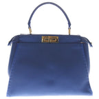 Fendi Peekaboo Selleria Leather Shoulder Bag Blue
