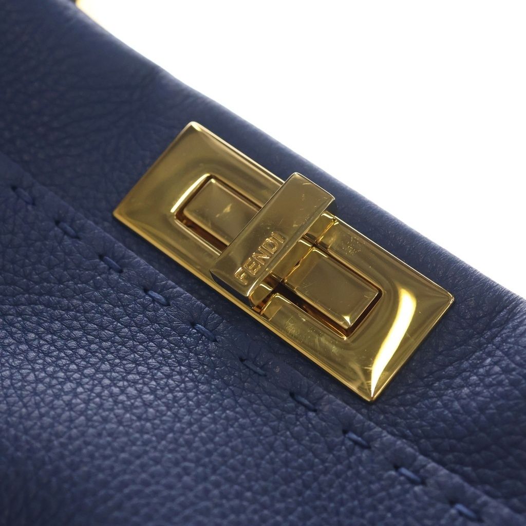 Fendi Peekaboo Selleria Leather Shoulder Bag Blue
