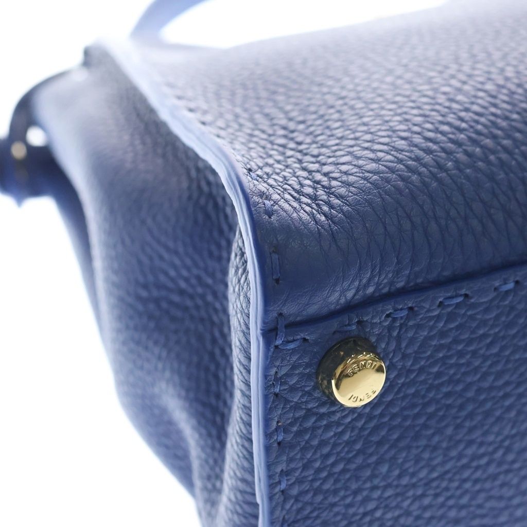 Fendi Peekaboo Selleria Leather Shoulder Bag Blue