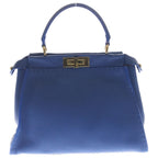 Fendi Peekaboo Selleria Leather Shoulder Bag Blue