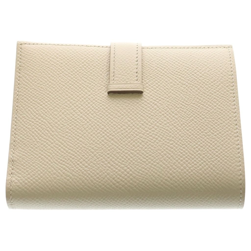 Hermes Bearn Compact Epsom Wallet Bifold Ivory Leather Silver — view 2