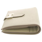 Hermes Bearn Compact Epsom Wallet Bifold Ivory Leather Silver — view 3