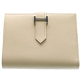 Hermes Bearn Compact Epsom Wallet Bifold Ivory Leather Silver