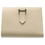 Hermes Bearn Compact Epsom Wallet Bifold Ivory Leather Silver