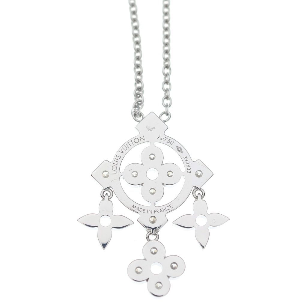 Louis Vuitton Pendentif Monogram Diamond Necklace 18k White Gold — view 5