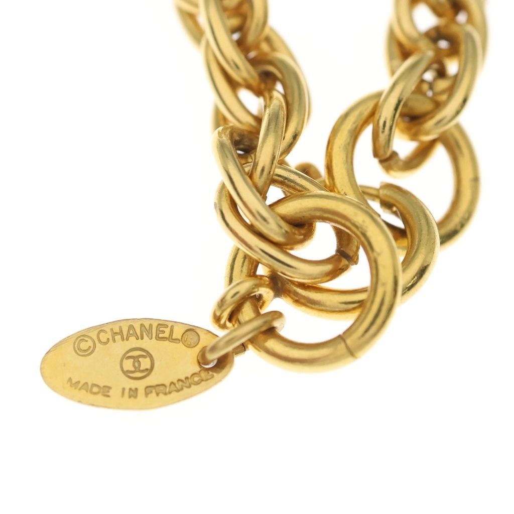 Chanel Cambon Chain Long Necklace Logo Plate Gold Plated — view 5