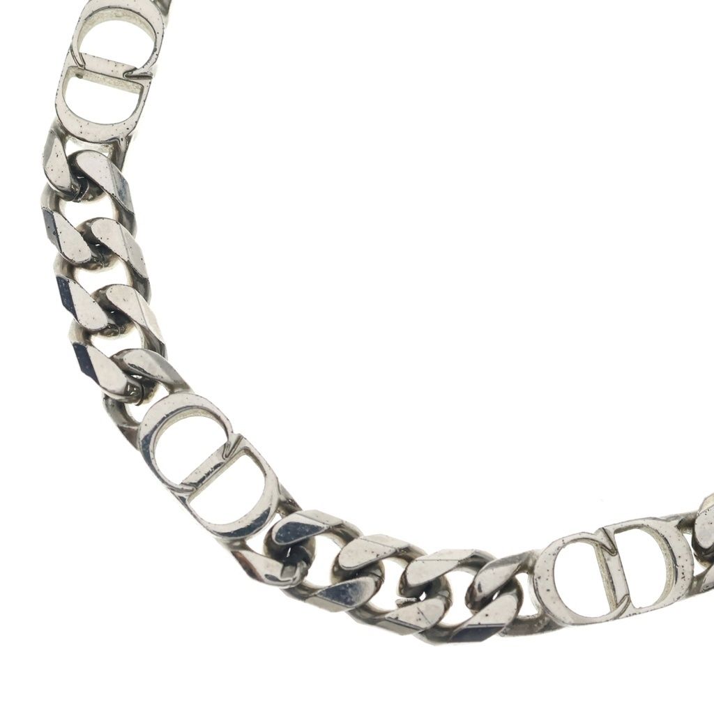 Dior CD Logo Icon Chain Link Necklace Silver