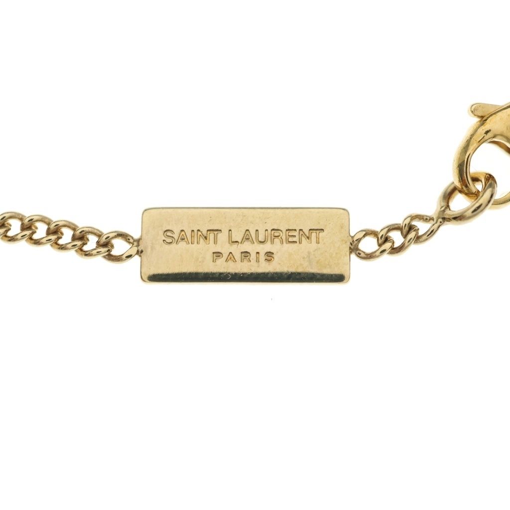 Saint Laurent Cassandre Heart Charm Bracelet Cassandra Metal Lightstone Gold — view 5