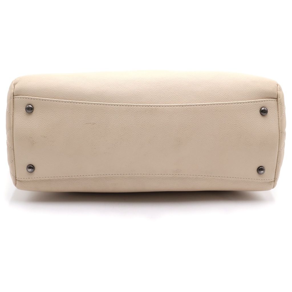 Chanel CC Logo Tweed Flap Silver 2-Way Chain Tote Shoulder Bag Ivory White — view 4