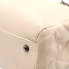 Chanel CC Logo Tweed Flap Silver 2-Way Chain Tote Shoulder Bag Ivory White — view 5