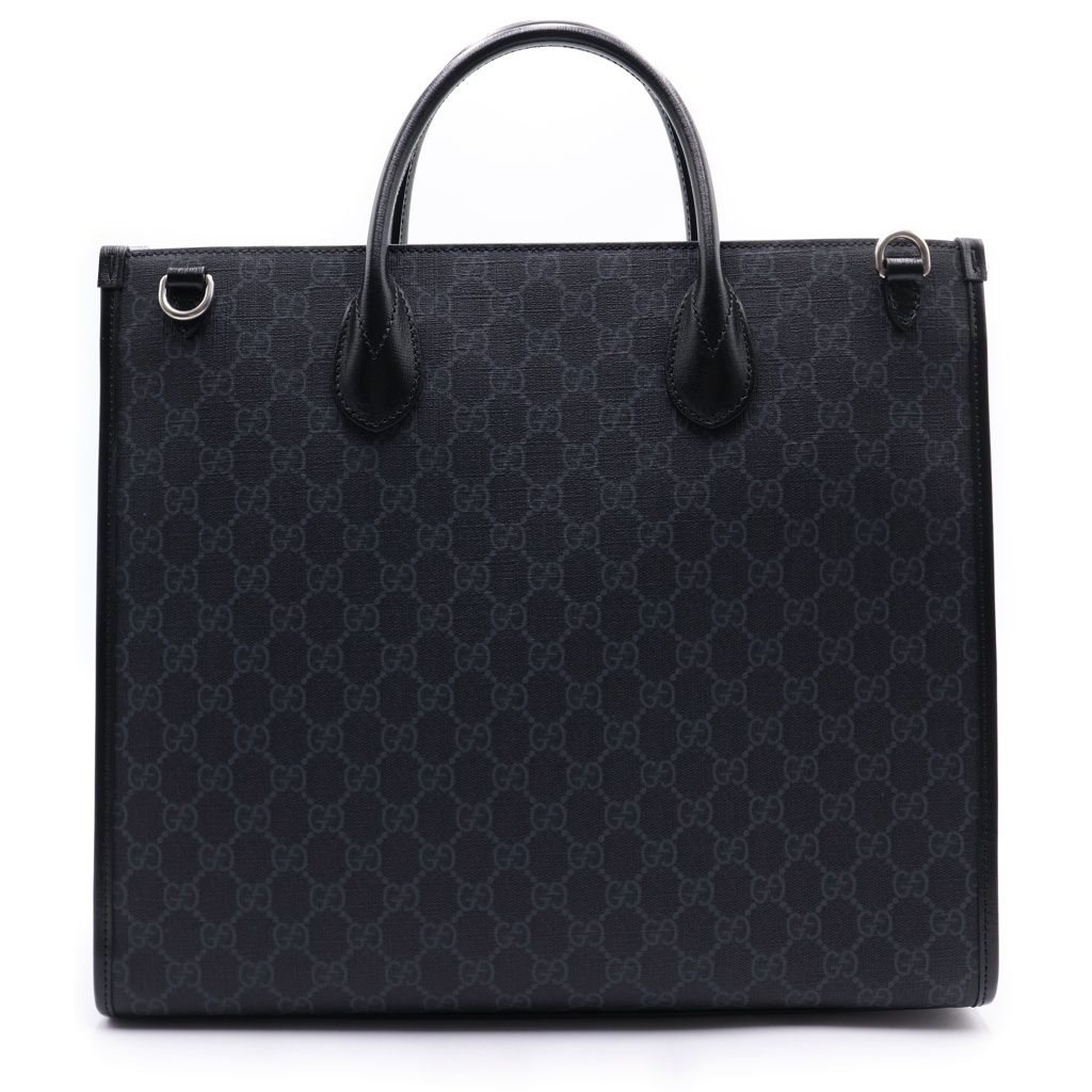 Gucci Interlocking GG Supreme Leather 2-Way Tote Shoulder Bag Black — view 2