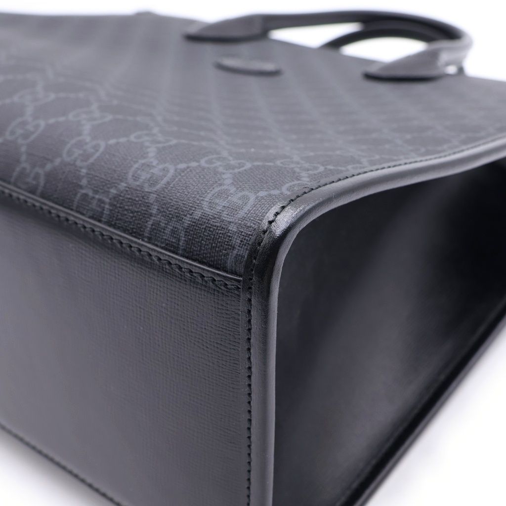 Gucci Interlocking GG Supreme Leather 2-Way Tote Shoulder Bag Black — view 5