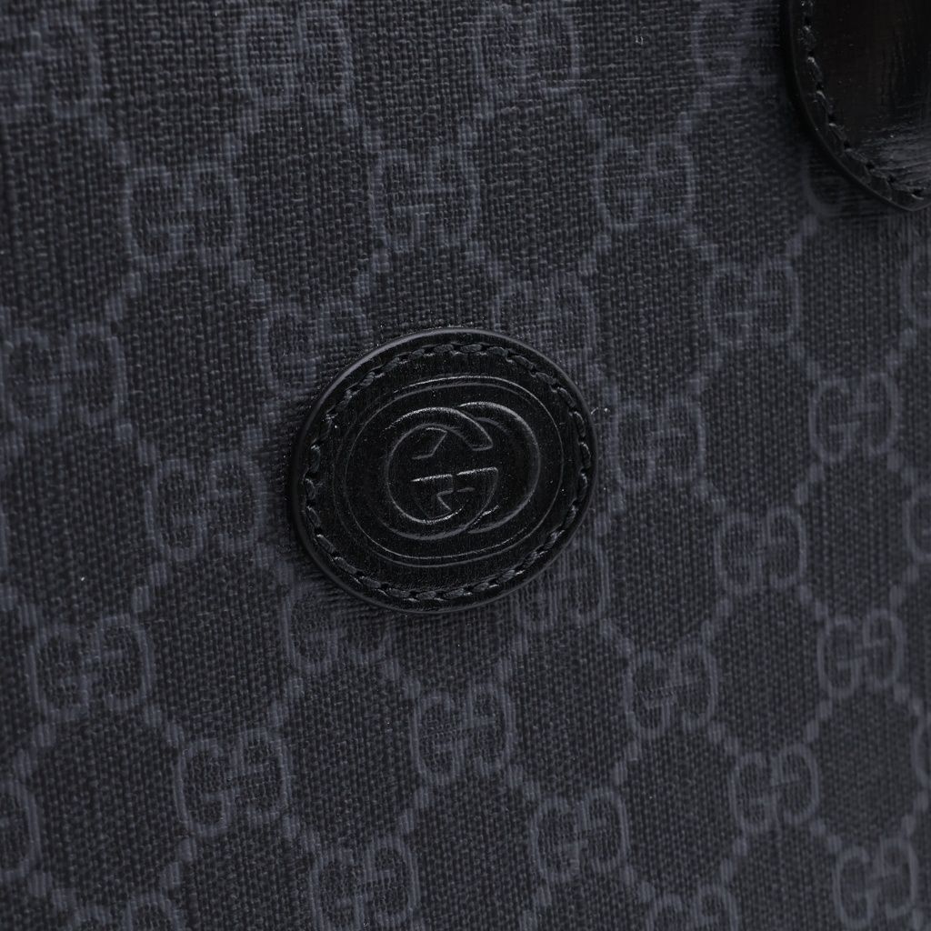 Gucci Interlocking GG Supreme Leather 2-Way Tote Shoulder Bag Black — view 6
