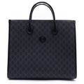 Gucci Interlocking GG Supreme Leather 2-Way Tote Shoulder Bag Black