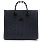 Gucci Interlocking GG Supreme Leather 2-Way Tote Shoulder Bag Black