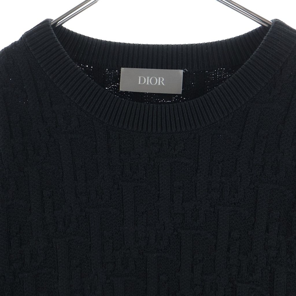 Dior Oblique Sweater All Over Pattern Crew Neck Knit Black — view 3