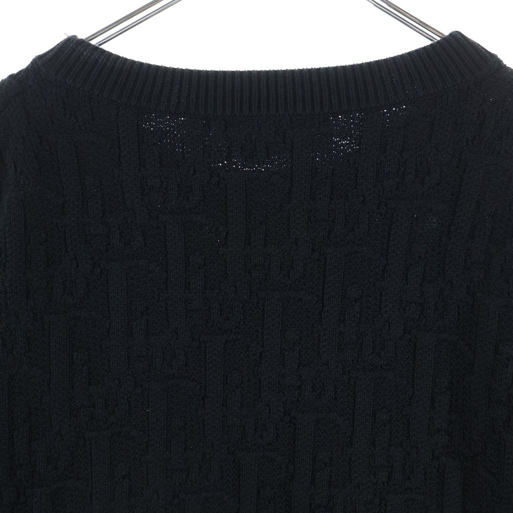 Dior Oblique Sweater All Over Pattern Crew Neck Knit Black — view 4
