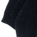 Chanel CC Logo Crochet Short Sleeve Knit Sweater Black — view 5