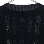 Chanel CC Logo Crochet Short Sleeve Knit Sweater Black — view 4