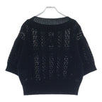 Chanel CC Logo Crochet Short Sleeve Knit Sweater Black — view 2