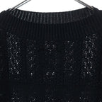 Chanel CC Logo Crochet Short Sleeve Knit Sweater Black — view 3