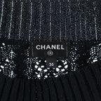 Chanel CC Logo Crochet Short Sleeve Knit Sweater Black — view 6