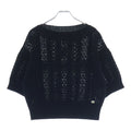 Chanel CC Logo Crochet Short Sleeve Knit Sweater Black