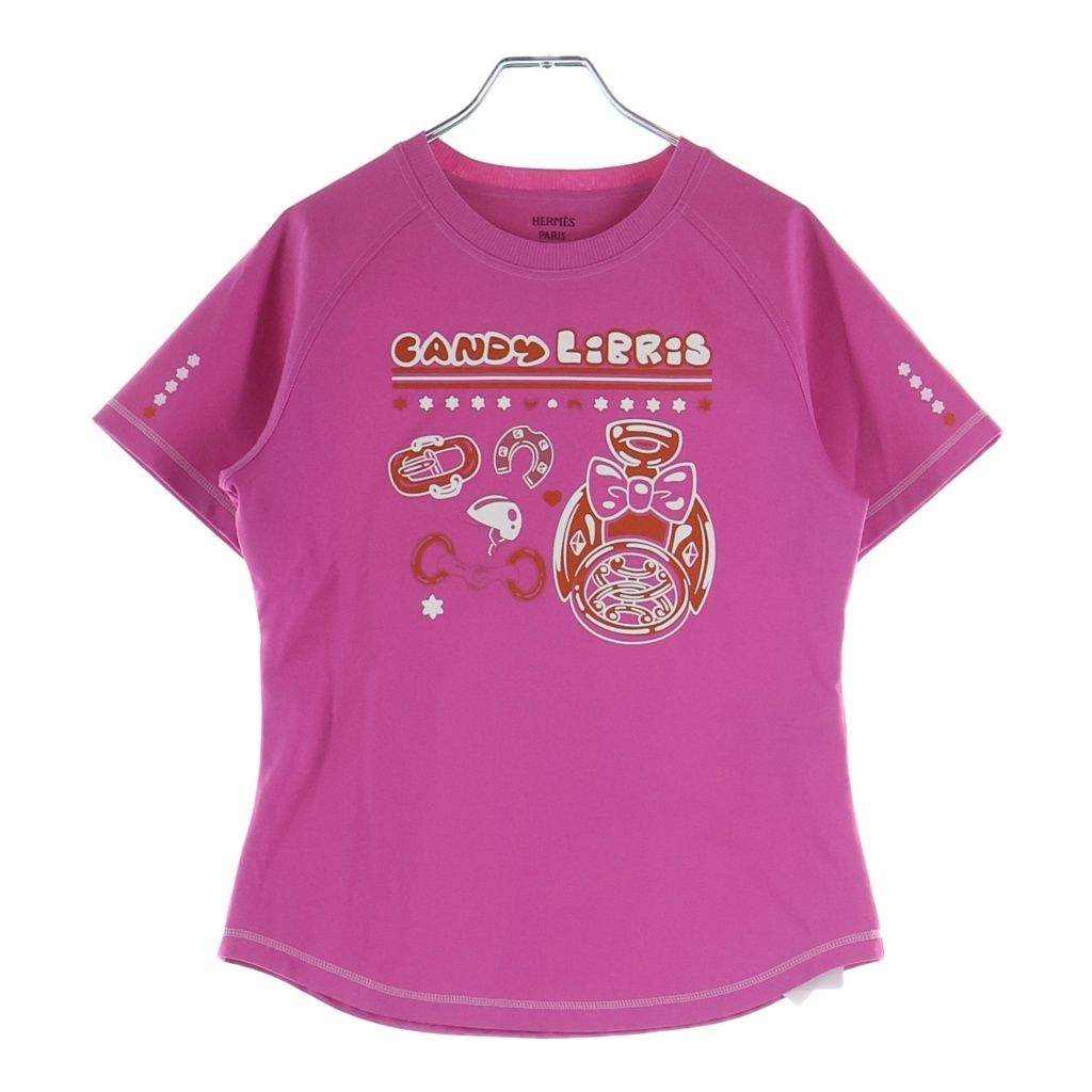 Hermes Micro Cartouche Blue Noir Short Sleeve T-Shirt Pink