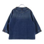 Chanel Rhinestone CC Button Washed Denim Blouse Indigo — view 2