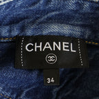 Chanel Rhinestone CC Button Washed Denim Blouse Indigo — view 6