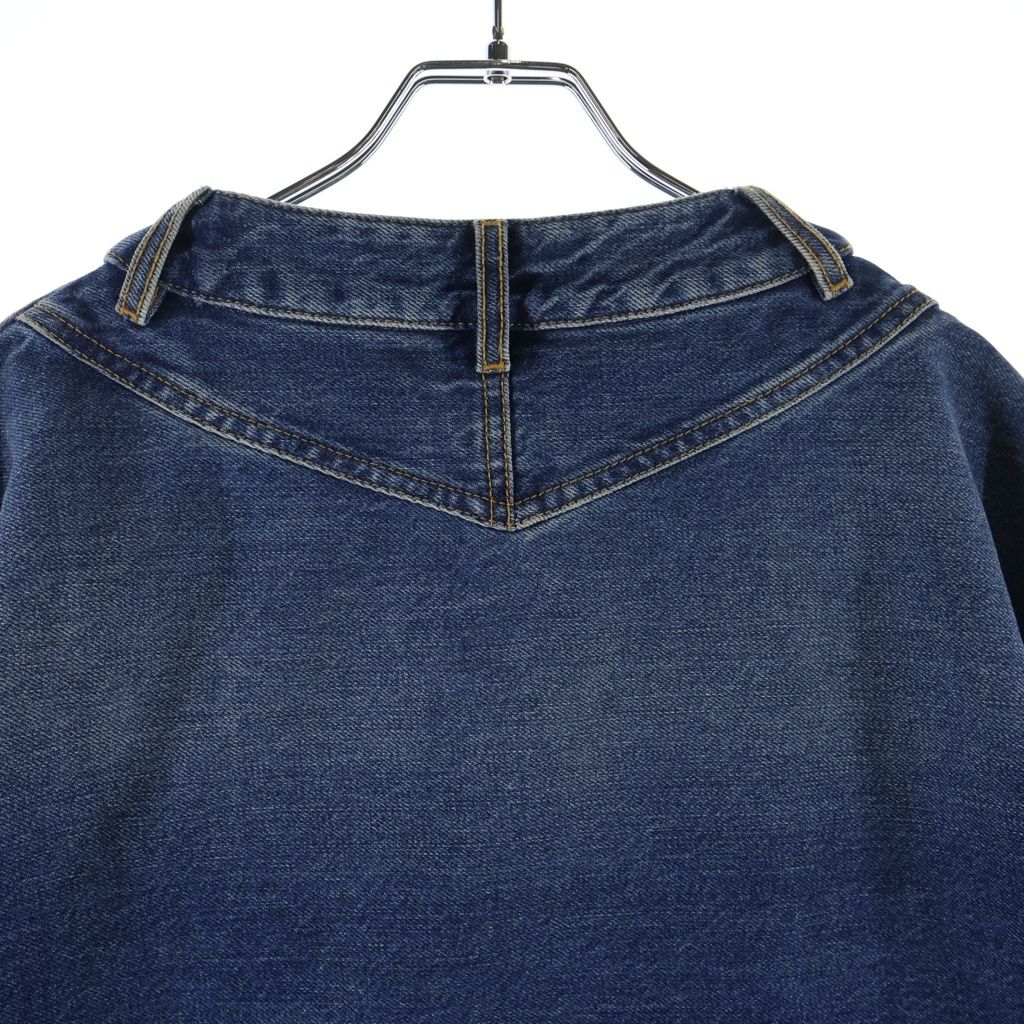 Chanel Rhinestone CC Button Washed Denim Blouse Indigo — view 4