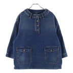 Chanel Rhinestone CC Button Washed Denim Blouse Indigo