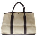 Hermes Garden Party MM Tote Ivory Brown Toile Ash Negonda Silver