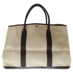Hermes Garden Party MM Tote Ivory Brown Toile Ash Negonda Silver