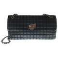 Chanel Choco Bar Chain Shoulder Bag S Flap Black Lambskin Silver