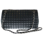 Chanel Choco Bar Chain Shoulder Bag S Flap Black Lambskin Silver — view 2