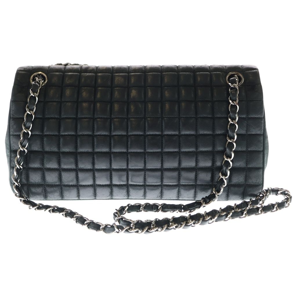 Chanel Choco Bar Chain Shoulder Bag S Flap Black Lambskin Silver — view 2