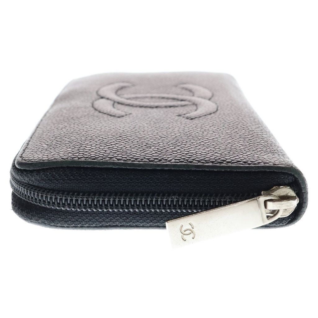 Chanel CC Logo Zip Around Wallet Black Leather — view 3