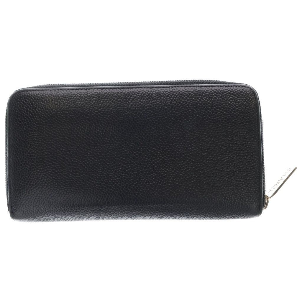 Chanel CC Logo Zip Around Wallet Black Leather — view 2