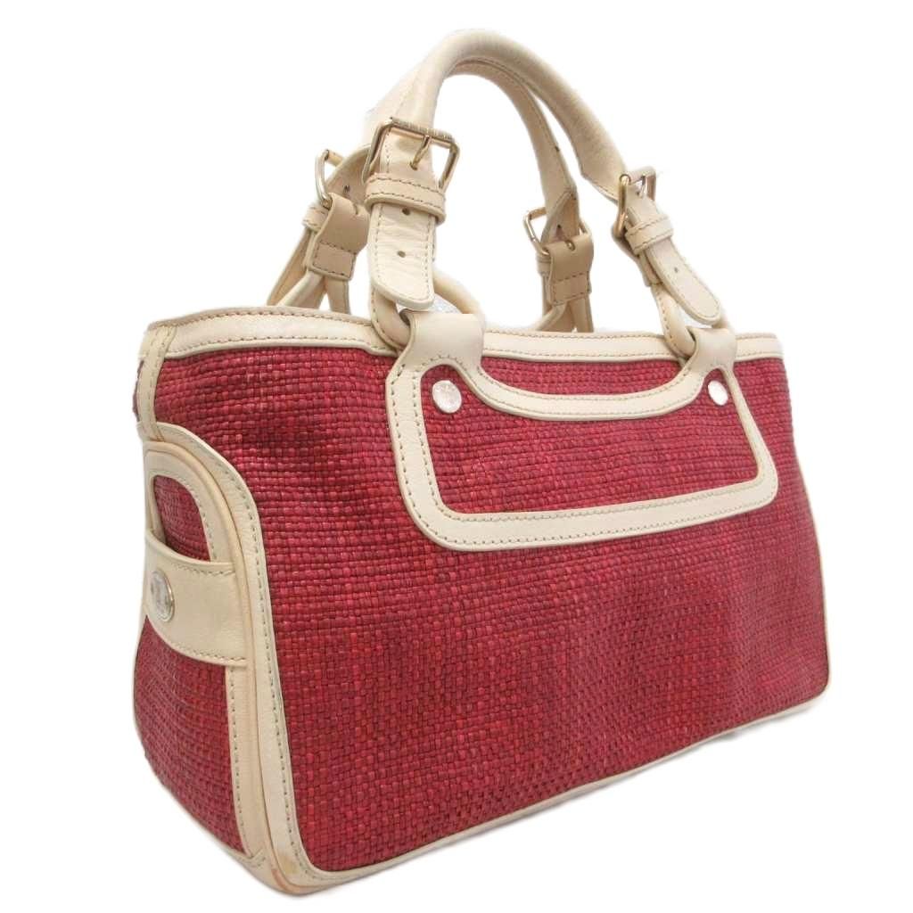 Celine Boogie Tote Straw Leather Ivory