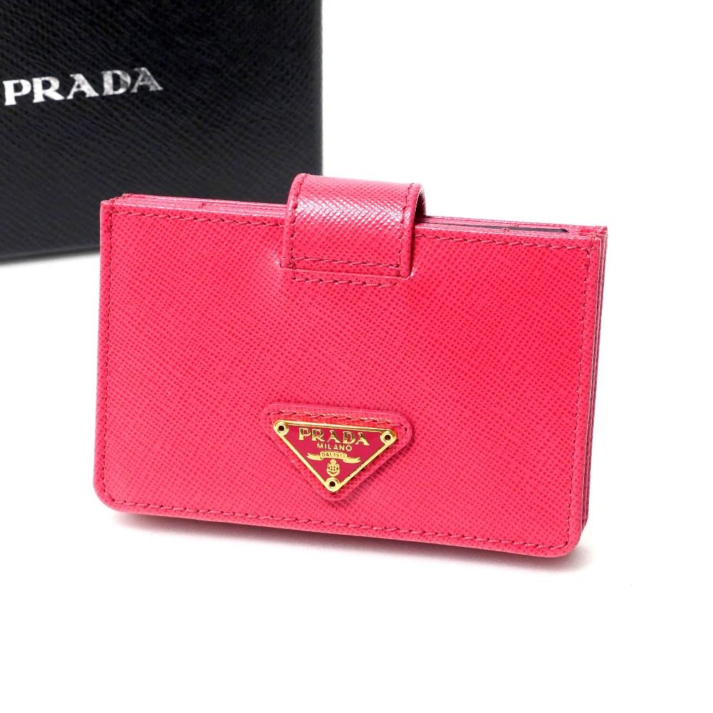 Prada Saffiano Oro Card Case Leather Business Holder