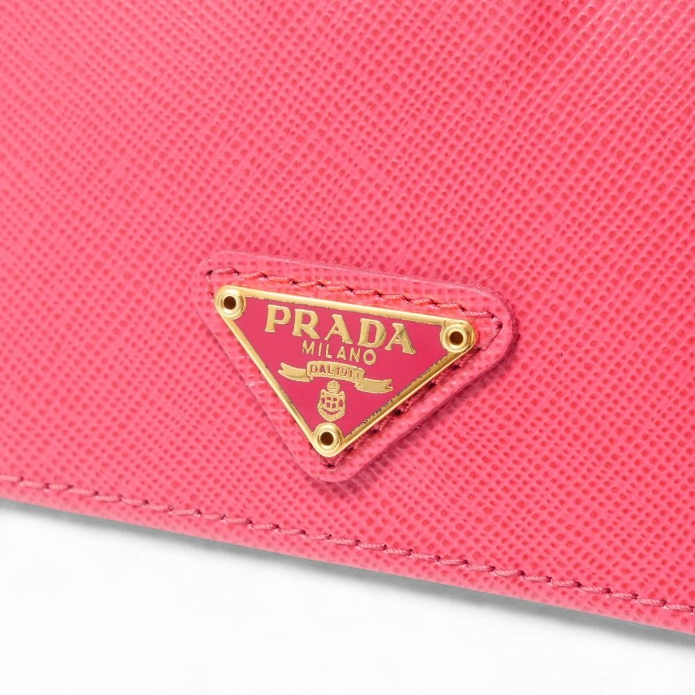 Prada Saffiano Oro Card Case Leather Business Holder